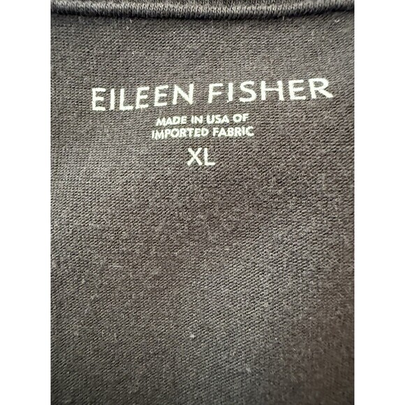 EILEEN FISHER XL Black Sleeveless Wrap V-Neck Dress Organic Cotton Stretch USA - Picture 7 of 9